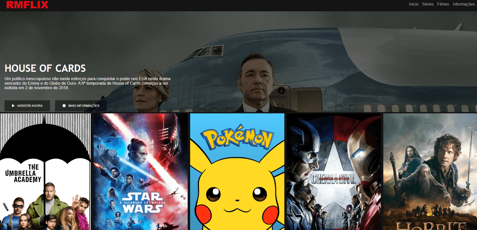 Foto de um site clone da netflix