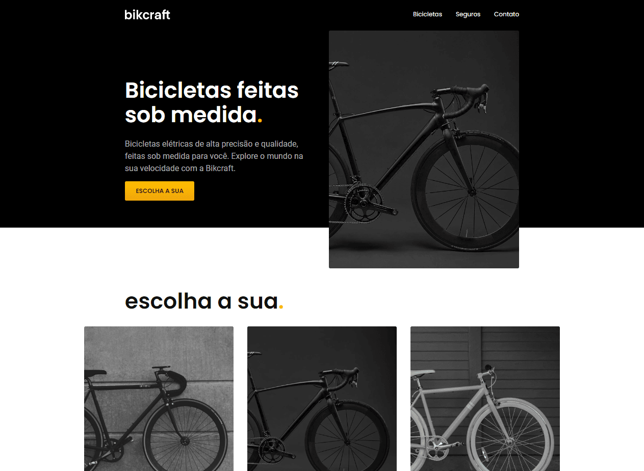 Imagem de um site de Bicicletas a venda